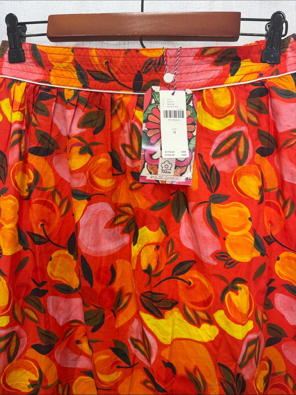 Farm Rio Anthropologie Floral Red Tiered Midi Skirt Size Medium Brand New W/Tags - Picture 4 of 11